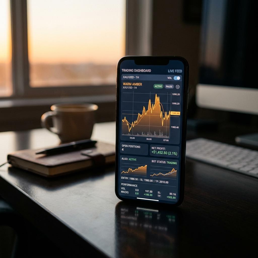 Dashboard di trading Rove Dato su smartphone